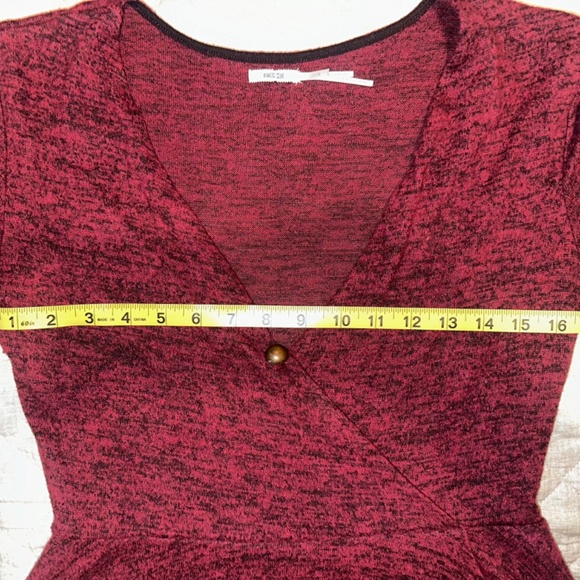 URBAN OUTFITTERS Kimchi Red Ballet Faux Wrap Knit Mini Dress Size L - Picture 4 of 6